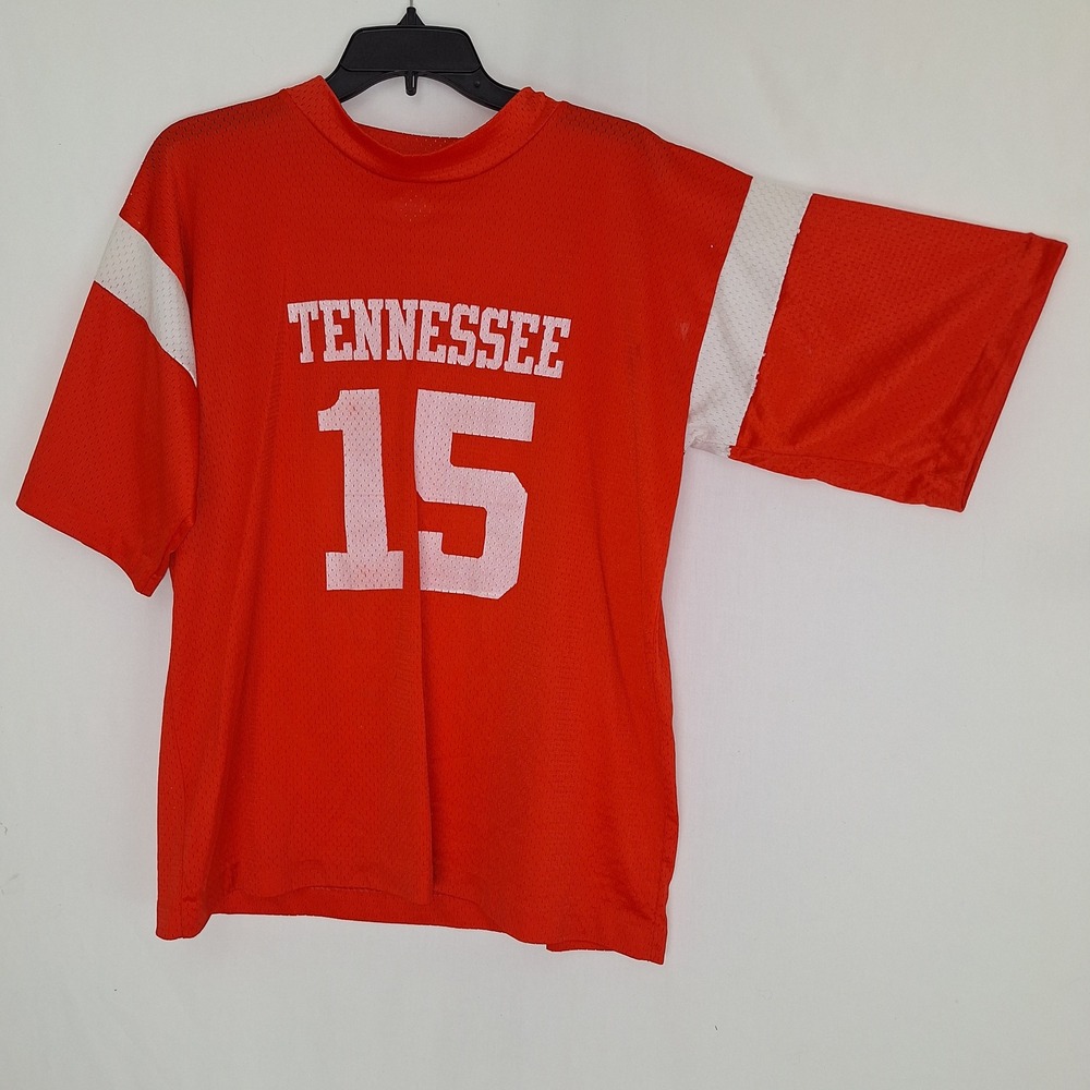 Vintage Y2K Retro Tennessee Football 15 Jersey Orange Mens L Artex 80s Mesh L - Picture 2 of 15